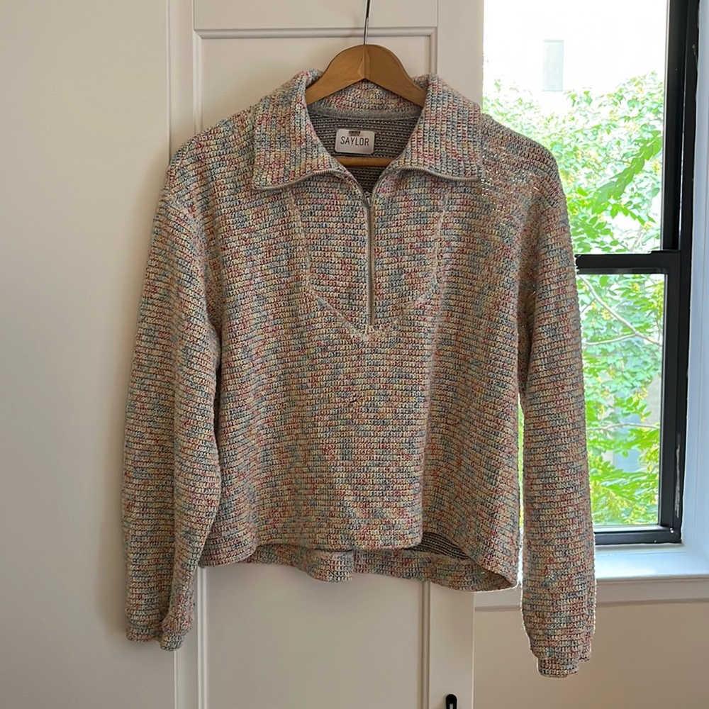 multicolored knitted sweater